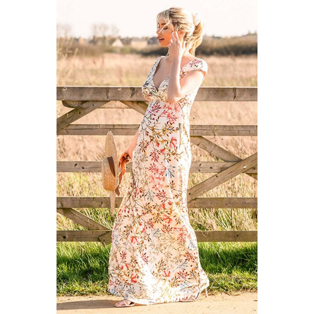 Tiffany Rose Dress Size L Women's Maternity Alana Jersey Floral Maxi 5 / 12-14